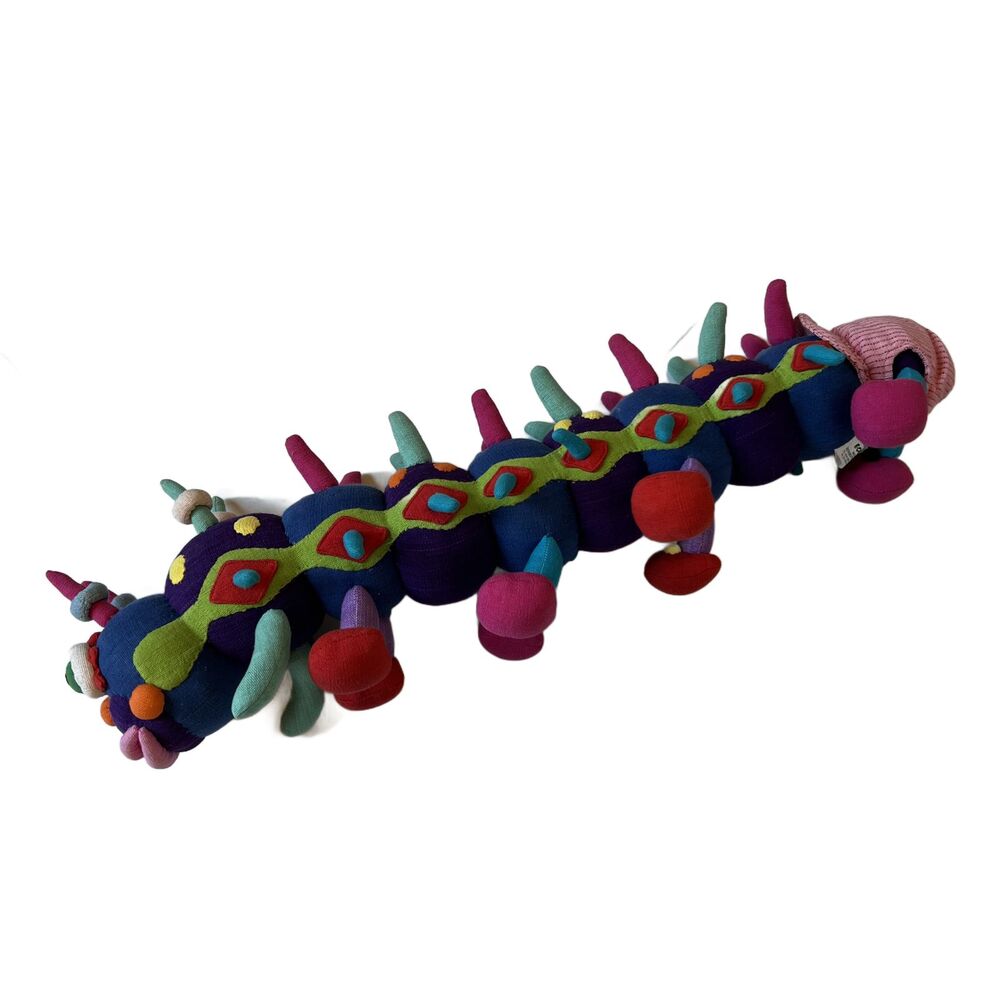 ECO Handmade Colorful Caterpillar Plush Stuffed Animal Toy Large Vibrant Art